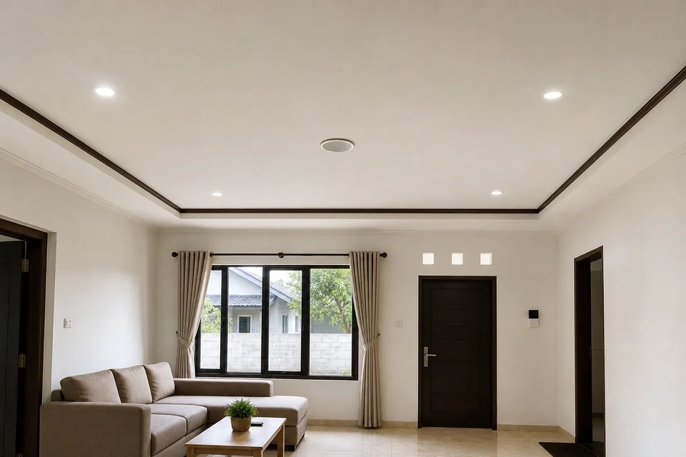 Plafon minimalis pada ruang tamu