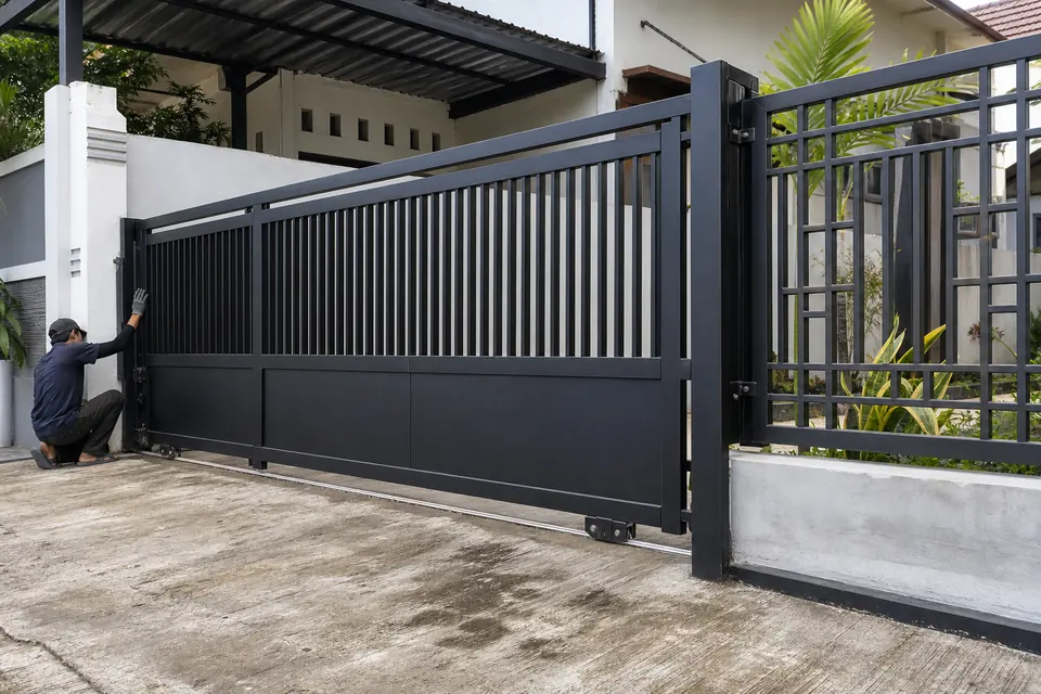 Pagar dan konstruksi besi untuk rumah